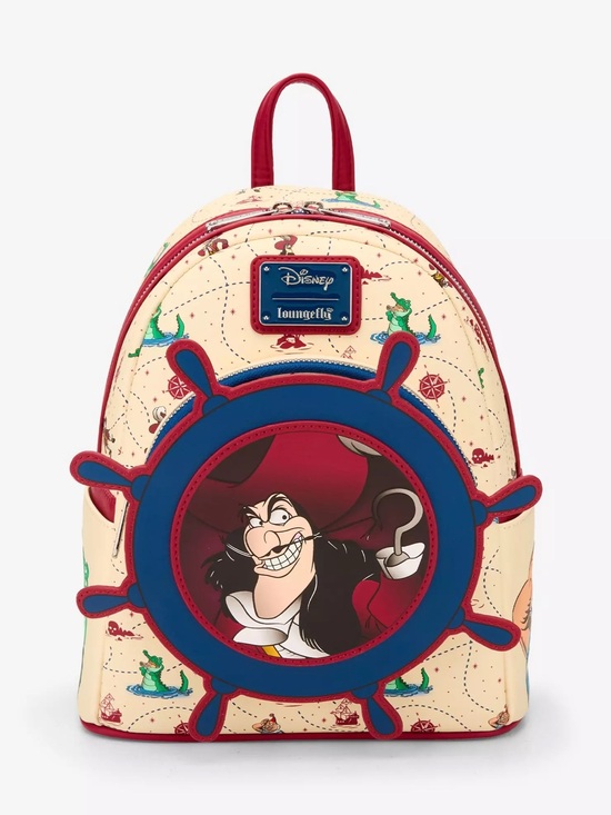 Loungefly Handbags - NWT Loungefly Disney Peter Pan Captain Hook Ship Wheel Rotating Mini Backpack